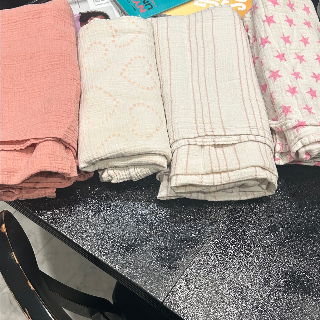 Set Of 4 Soft Muslin Baby Girl Swaddle Blankets